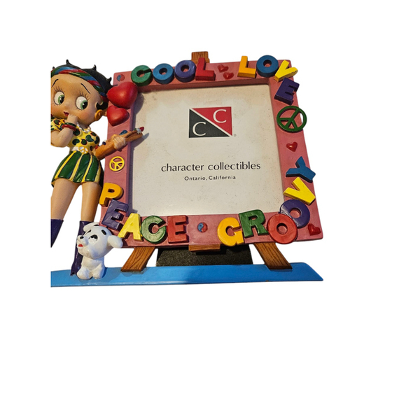 Character Collectibles Vintage Betty Boop Hippie 3D Flowers Picture Frame Rare - Picture 3 of 7